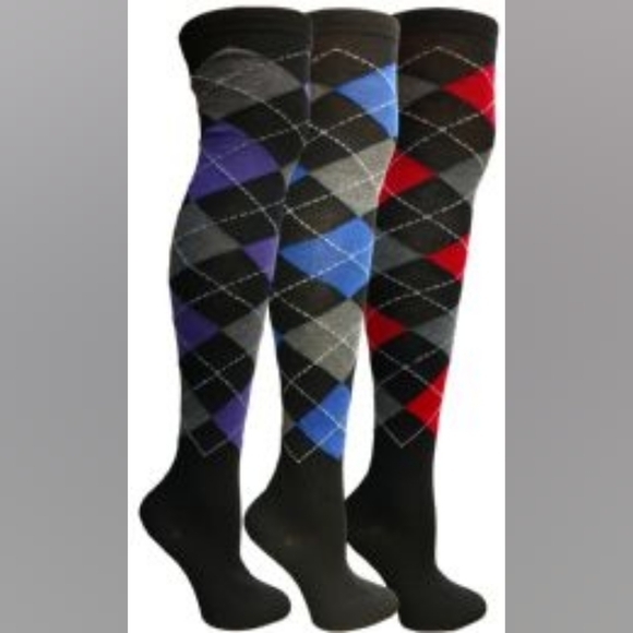 Women's Over the Knee Argyle Socks - Picture 2 of 2